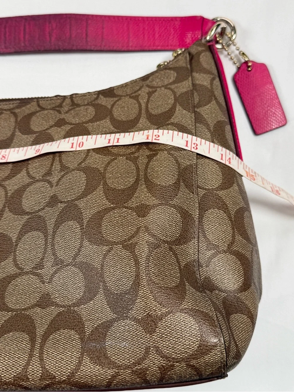 COACH Womens East West Celeste Hobo F34899 Signature Canvas Shoulder Bag Pink